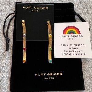 Kurt Geiger London NWT stunning Rainbow Crystal Snake Chain Linear earrings